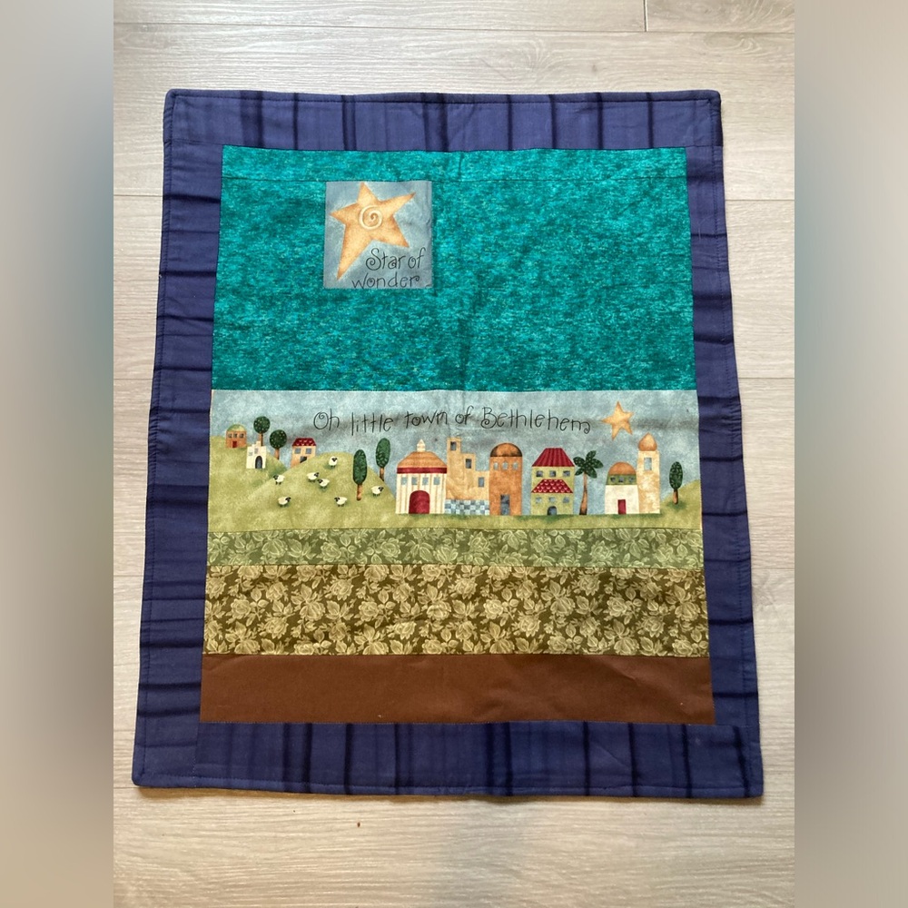 Hand quilted Oh little town of Bethlehem tapestry